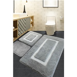 Chilai Home Quadrato Frame Grey 3 Lü Set Banyo Halısı Akrilik 8683264341427