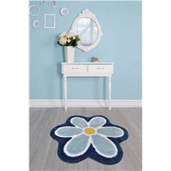Chilai Home Flower Mavi Çap 90 Cm Banyo Paspası 8682125919881
