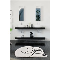 Chilai Home Sleepıng Cat Whıte 70x120 cm Banyo Halısı, Paspas 8682125960050