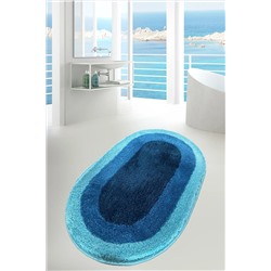 Chilai Home Elips Mavi 70x120 Cm Banyo Halısı Paspas Kaymaz Taban Yıkanabilir 8683264267994