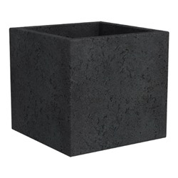 240 Кашпо пластик. квадрат. C-Cube Stony Black 30*30 см 18л. черный камень (ш/к 8249)