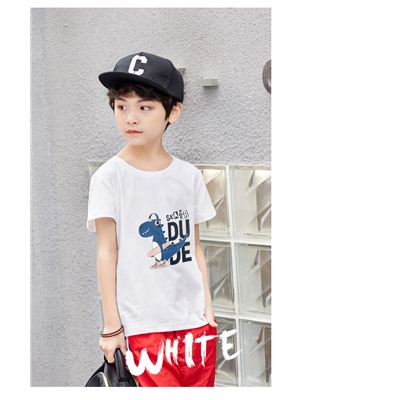 Детская футболка с короткими рукавами для мальчиков, футболка из чистого хлопка