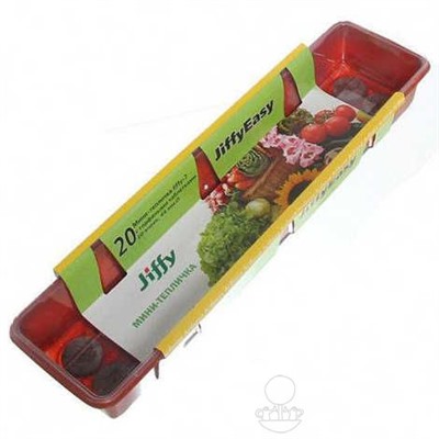Мини-тепличка длинная с кокосовыми таблетками Jiffy-7C 50 мм на 20 ячеек