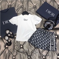 Костюм для девочки, юбка и блузка, Dior, высокого качества, хлопок