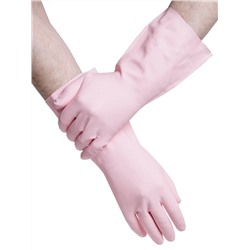Розовые нитриловые хозяйственные перчатки с хлопковым напылением