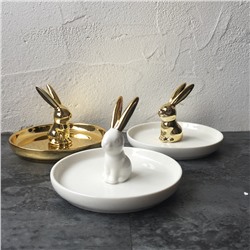 Подставка для украшений золотой кролик