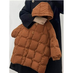 Детское утепленное теплое пальто с капюшоном, для мальчиков и девочек