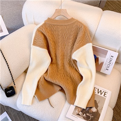 Цветочный свитер контрастного цвета, свободный модный топ