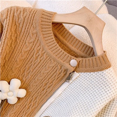 Цветочный свитер контрастного цвета, свободный модный топ
