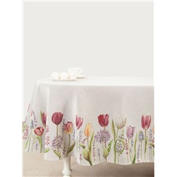 Тюльпаны моей любимой серый фон Скатерть овал 160х250 см 06643