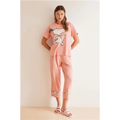 Pijama Capri 100% algodón rosa Snoopy