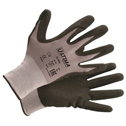Перчатки из смесовой пряжи с ПУ покрытием ладони и кончиков пальцев ULT800 (кор144пары/уп12 пар)