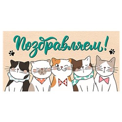 Optima Конверт для денег Поздравляем (коты) 1-04-0346