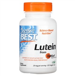 Doctor's Best, Lutein from OptiLut, 20 mg, 120 Veggie Caps (10 mg per Capsule)