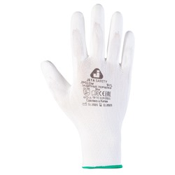Перчатки защитные из полиэфира с полиуретановым покрытием Jeta Safety JP011w белые