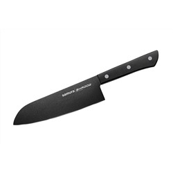 SH-0095/K Нож кухонный "Samura SHADOW" Сантоку с покрытием Black-coating 175 мм, AUS-8, ABS пластик
