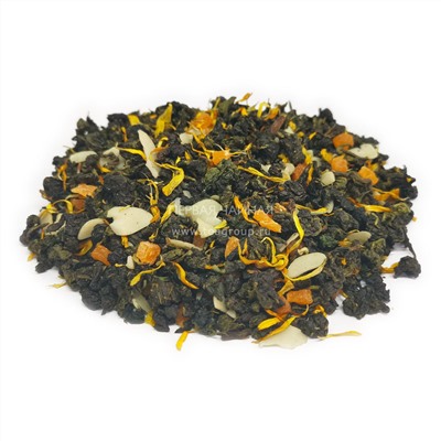 Миндальный с персиком, чай листовой зелёный ароматизированный, 100гр